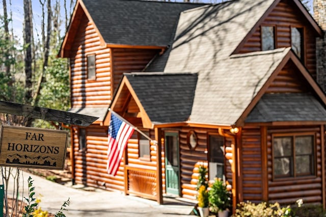 view of log home