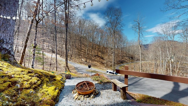 view of yard with an outdoor fire pit