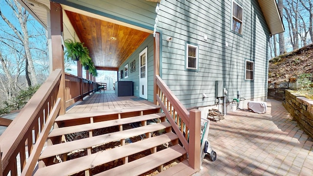 wooden deck with stairway