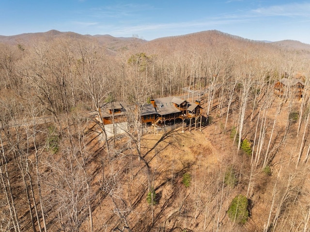 aerial view with a mountain view