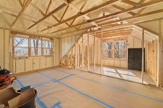 interior space featuring lofted ceiling