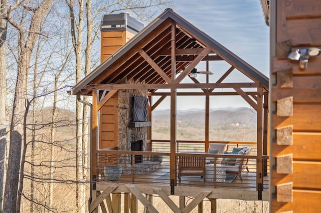 deck with a mountain view