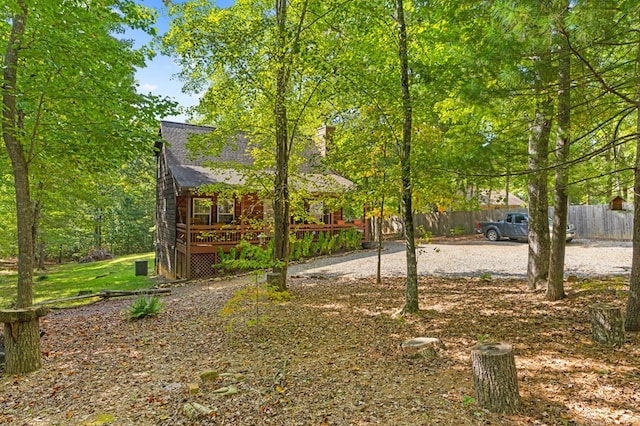 view of yard with a deck