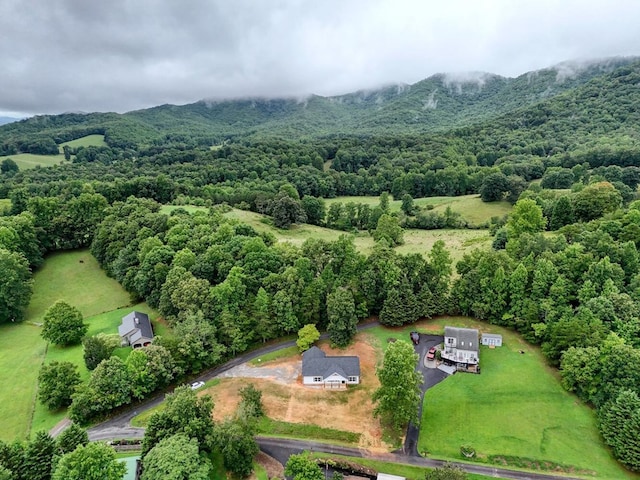 bird's eye view with a mountain view