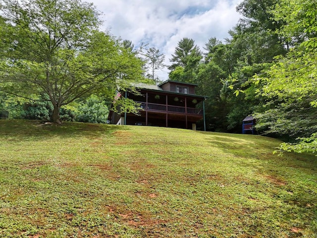 view of yard featuring a deck