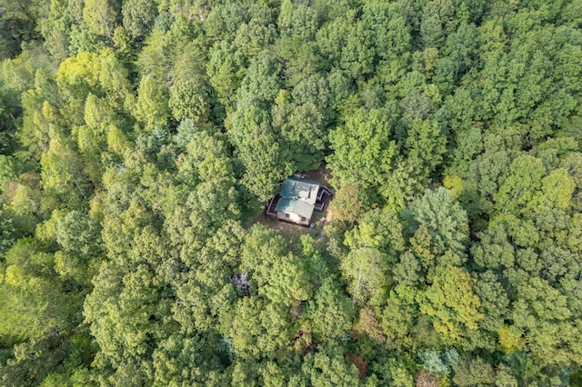 aerial view featuring a forest view