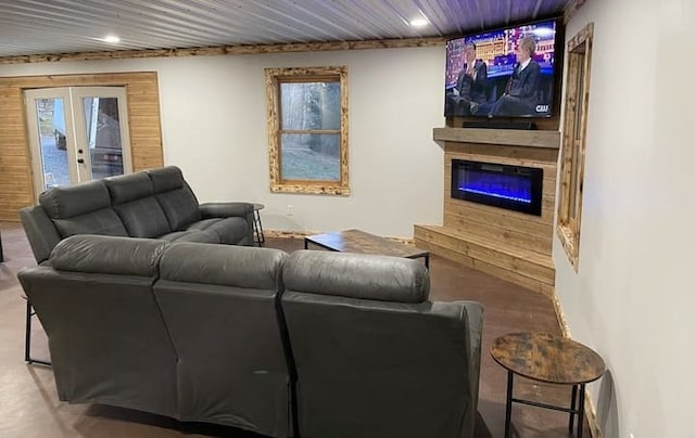 living room featuring french doors