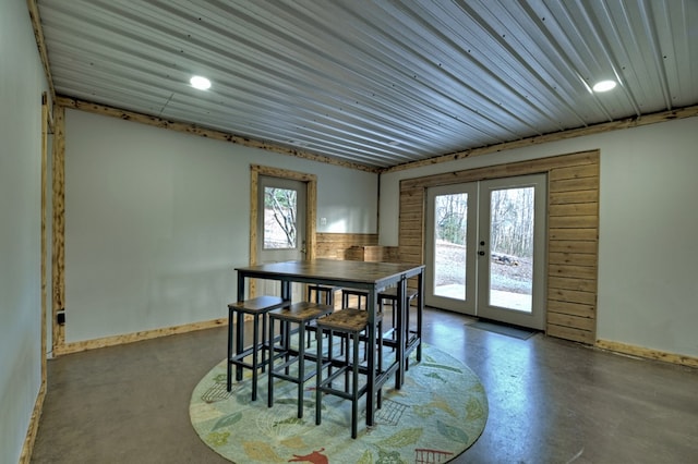 dining area with a healthy amount of sunlight and french doors