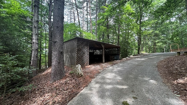 143 Sorghum Mill Run, Blairsville, GA 30512 - view of parking / parking lot with a forest view and asphalt driveway