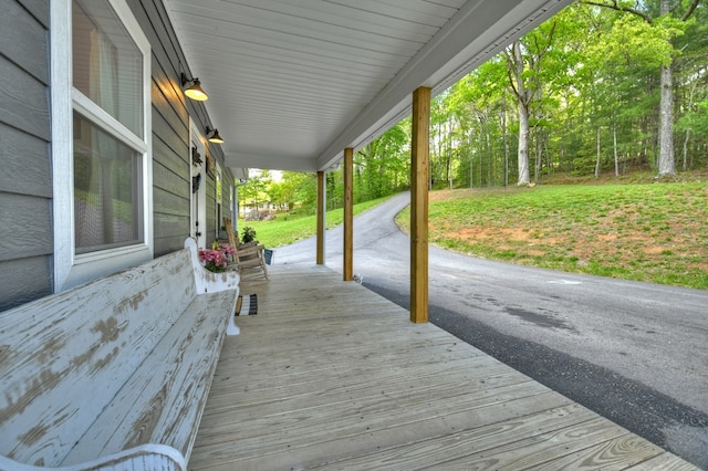 deck with a porch