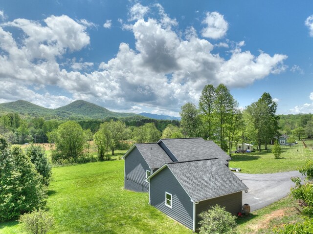 bird's eye view with a mountain view
