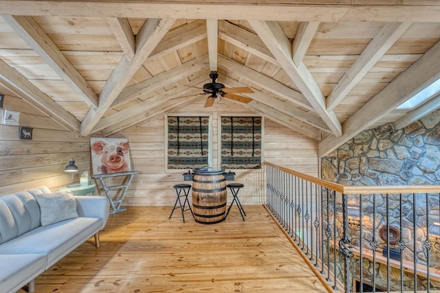 50 Rustic Rdg, Blue Ridge, GA 30513 - living area featuring wooden ceiling, wood walls, and hardwood / wood-style floors