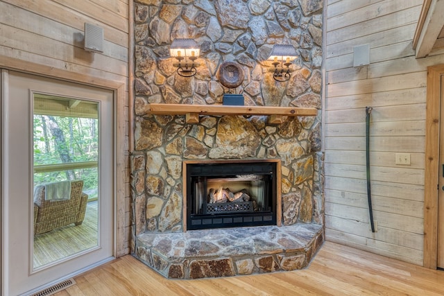 50 Rustic Rdg, Blue Ridge, GA 30513 - detailed view of wooden walls, wood finished floors, and a fireplace