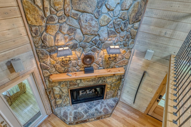 50 Rustic Rdg, Blue Ridge, GA 30513 - detailed view of wood finished floors, a fireplace, and wood walls