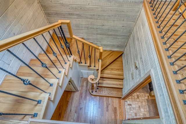 50 Rustic Rdg, Blue Ridge, GA 30513 - stairway featuring wood finished floors and wooden walls