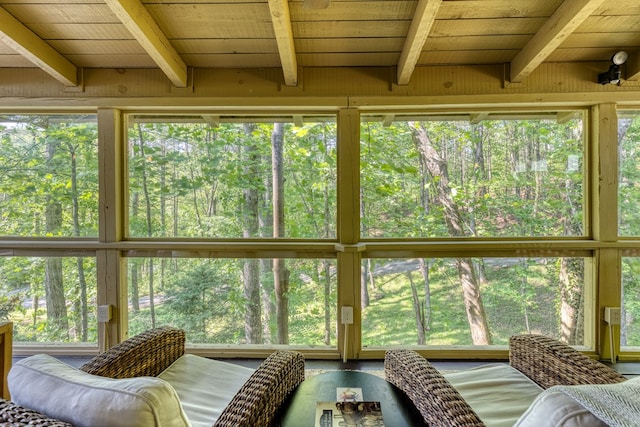 50 Rustic Rdg, Blue Ridge, GA 30513 - sunroom featuring wood ceiling with exposed beams and healthy amount of natural light