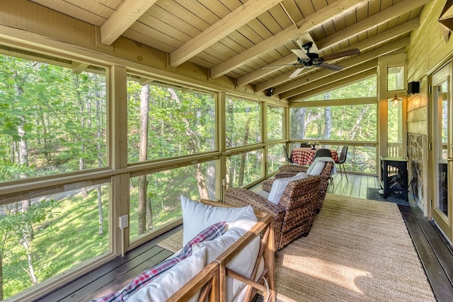 50 Rustic Rdg, Blue Ridge, GA 30513 - sunroom / solarium with ceiling fan and an outdoor hangout area