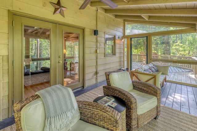 50 Rustic Rdg, Blue Ridge, GA 30513 - sunroom featuring a ceiling fan and french doors