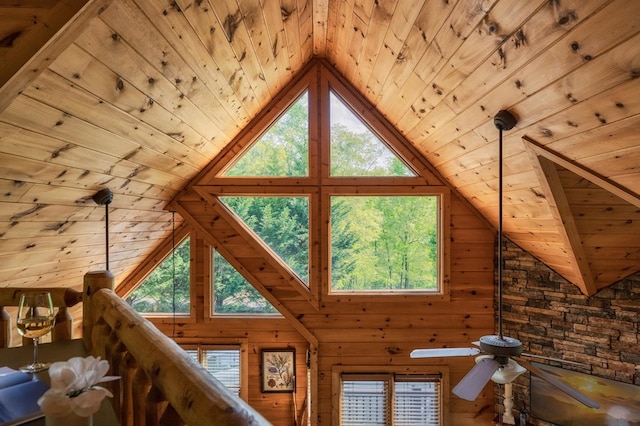 interior details with wooden walls and wooden ceiling