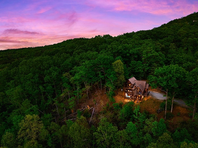 view of aerial view at dusk