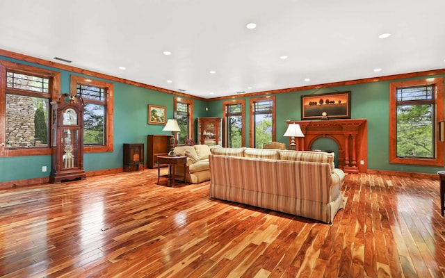 living room with wood-type flooring