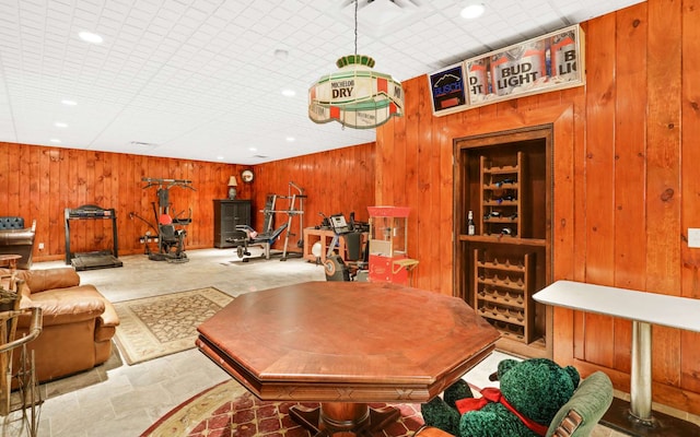 interior space with wood walls