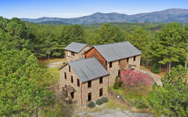 drone / aerial view with a mountain view