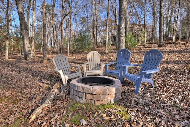 view of yard with an outdoor fire pit