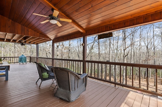 deck featuring ceiling fan