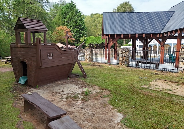 view of yard featuring a playground