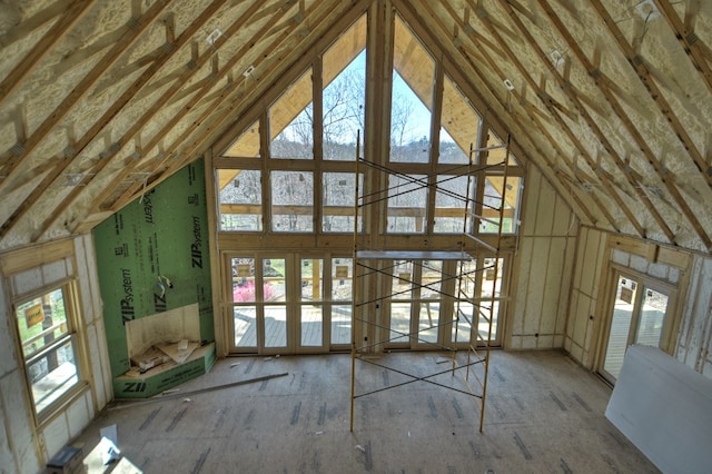 view of unfinished attic