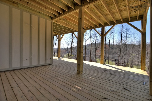 wooden terrace with a mountain view