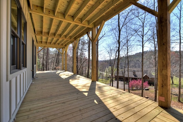 deck with a mountain view