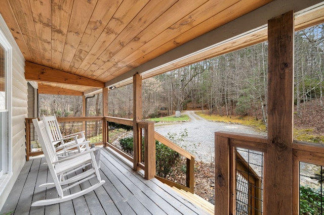 wooden deck featuring covered porch