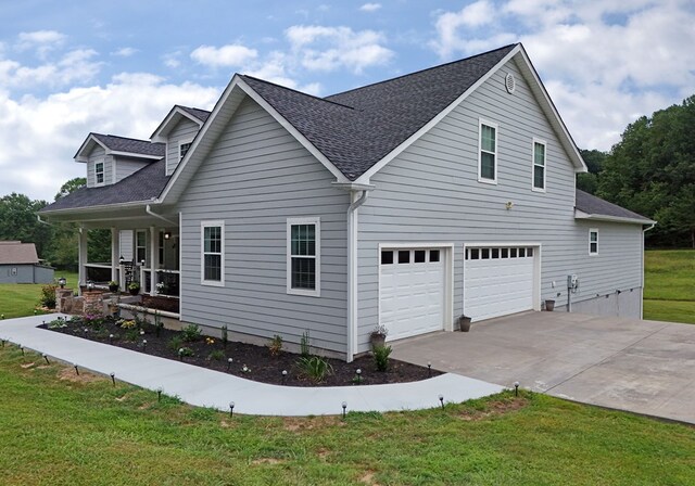 view of front of property with a porch and a front yard