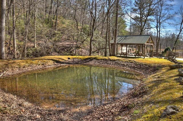 water view featuring a gazebo