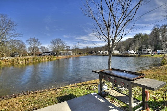 dock area featuring a water view