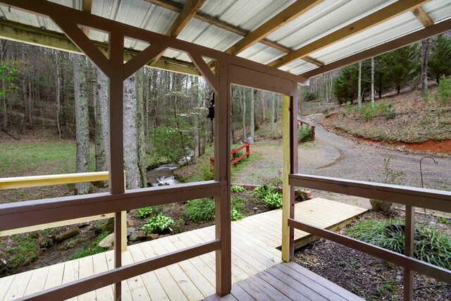 349 Kirby Ln, Murphy, NC 28906 - wooden deck with a wooded view