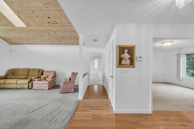 498 Old Dyer Rd, Hayesville, NC 28904 - living area featuring light wood-style floors, light carpet, and baseboards