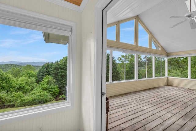498 Old Dyer Rd, Hayesville, NC 28904 - unfurnished sunroom featuring lofted ceiling and a mountain view