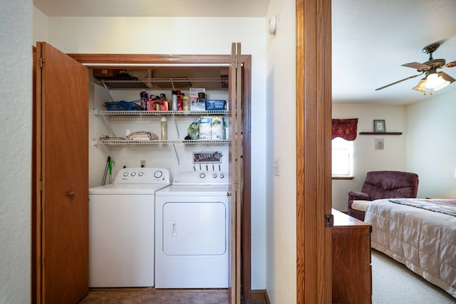 1544 Country Walk, Murphy, NC 28906 - washroom featuring a ceiling fan, separate washer and dryer, and laundry area