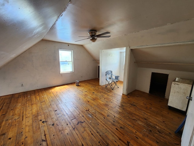 27 Russell Farm Rd, Andrews, NC 28901 - additional living space with hardwood / wood-style flooring, lofted ceiling, and ceiling fan