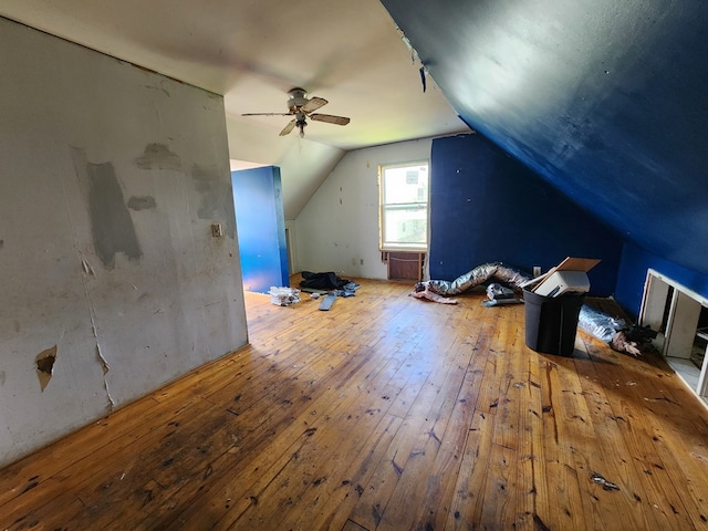 27 Russell Farm Rd, Andrews, NC 28901 - bonus room featuring hardwood / wood-style flooring, lofted ceiling, and ceiling fan