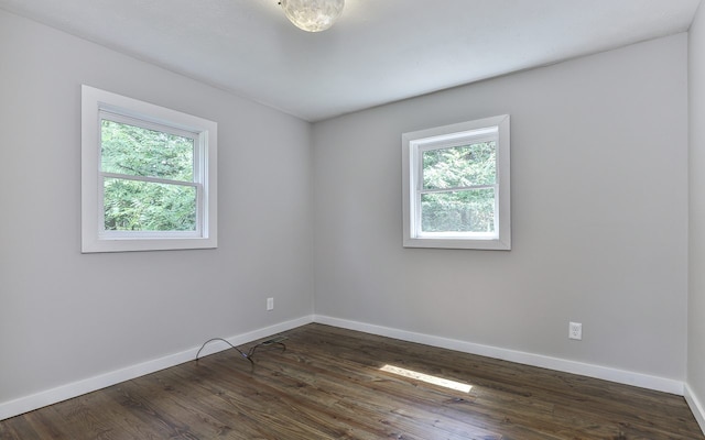 spare room featuring dark hardwood / wood-style flooring