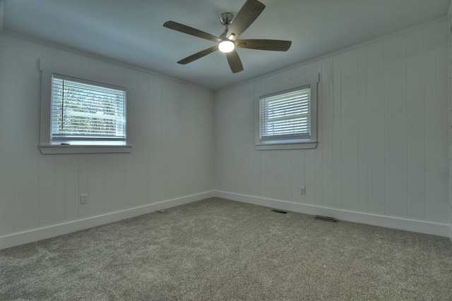 975 Goss Rd, Epworth, GA 30541 - carpeted empty room with ornamental molding, ceiling fan, and baseboards