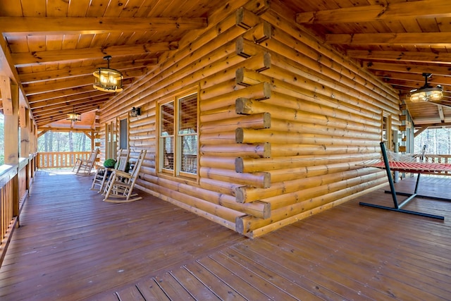 wooden terrace featuring a porch