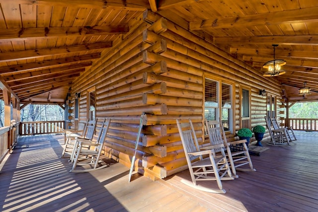 wooden terrace featuring a porch