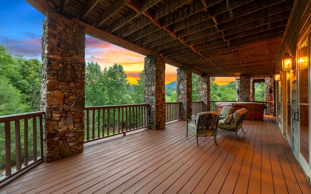 view of deck at dusk