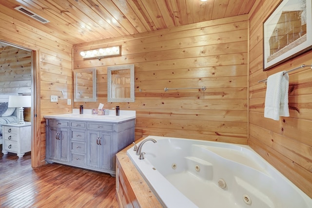 480 Sugar Mountain Rd, Blue Ridge, GA 30513 - bathroom featuring wood ceiling, wooden walls, and wood finished floors
