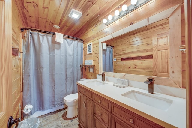 480 Sugar Mountain Rd, Blue Ridge, GA 30513 - full bath with a sink, toilet, wooden ceiling, and wood walls